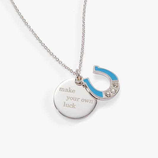 “Make Your Own Luck” Duo Charm Pendant Necklace Silver