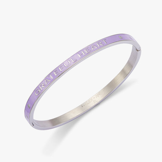 Grateful Heart, Abundant Life' Hinge Bangle
    
    
    
       Stainless Steel Silver