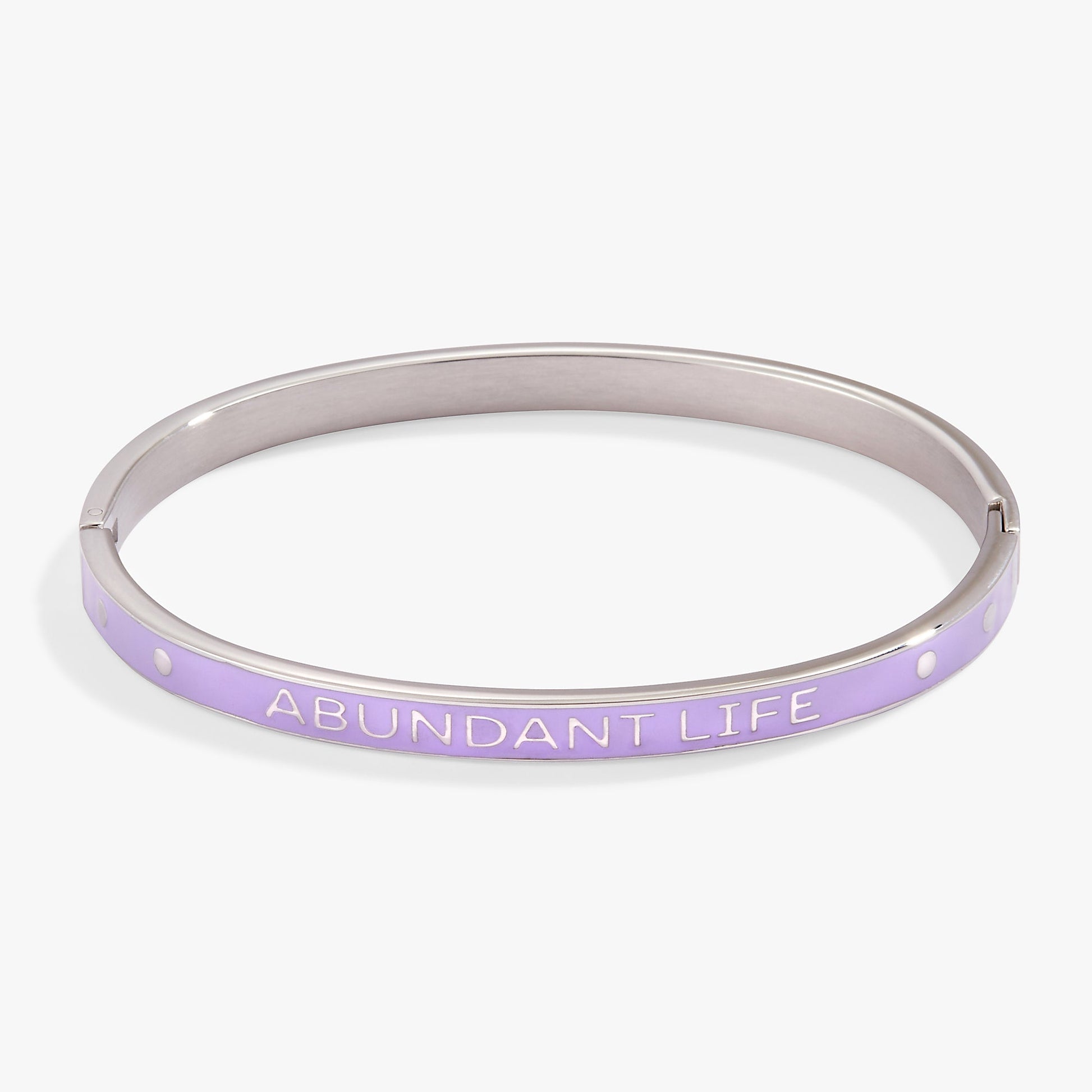 Grateful Heart, Abundant Life' Hinge Bangle
    
    
    
       Stainless Steel Silver