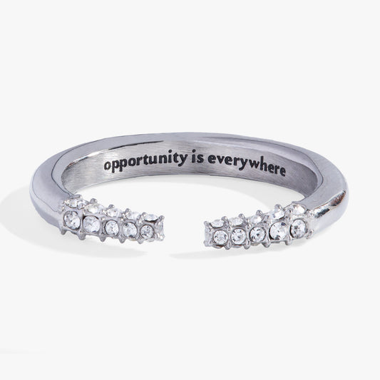 Mantra Tusk Ring-Opportunity is everywhere Stainless Steel Silver