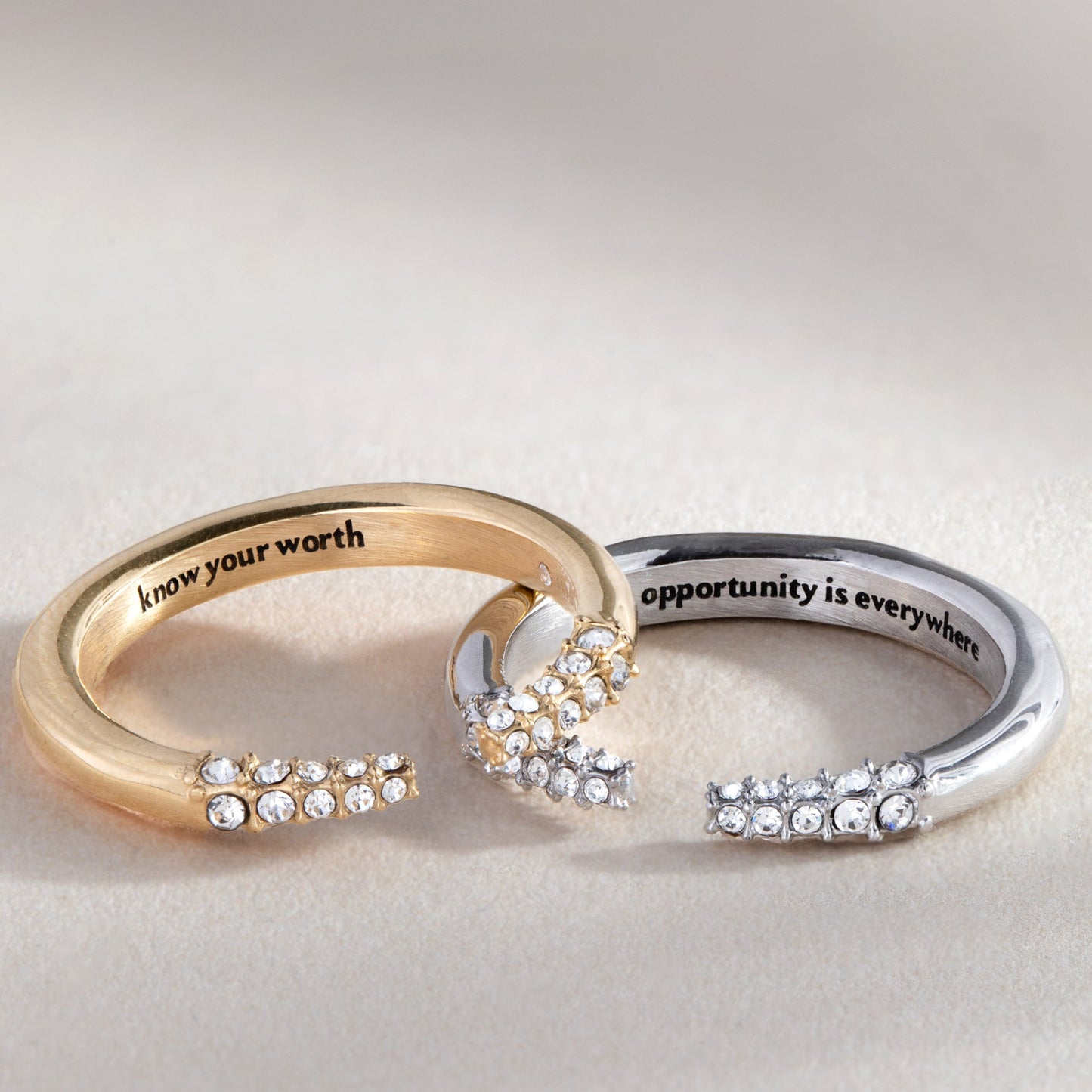 Mantra Tusk Ring-Opportunity is everywhere Stainless Steel Silver