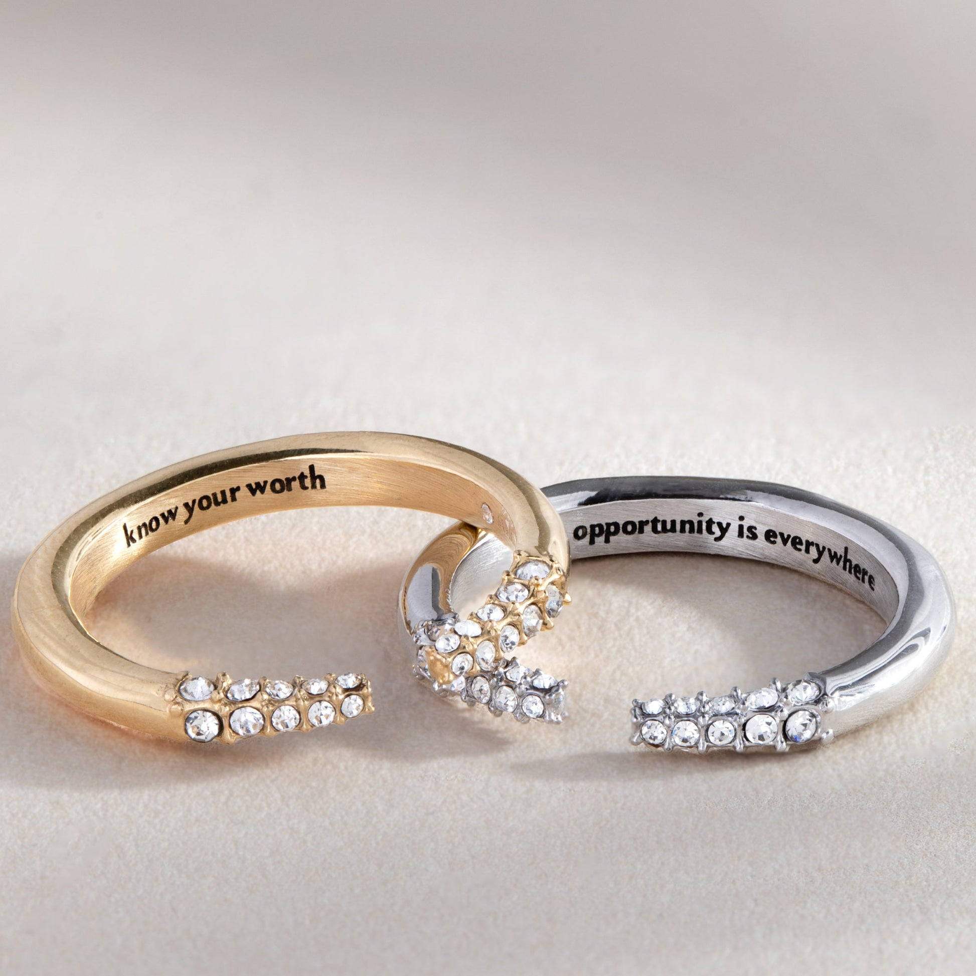 Mantra Tusk Ring-Opportunity is everywhere Stainless Steel Silver
