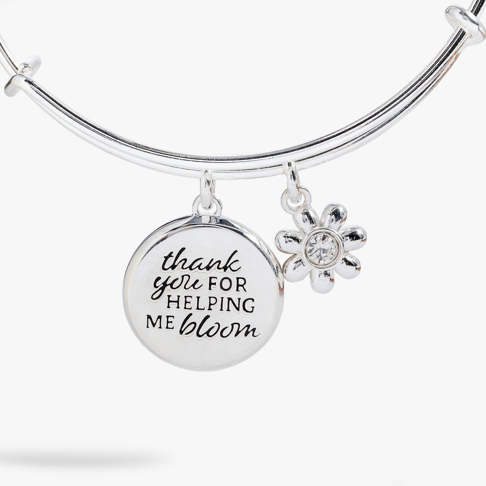 Thank You For Helping Me Bloom' Charm Bangle
    
    
    
       Silver