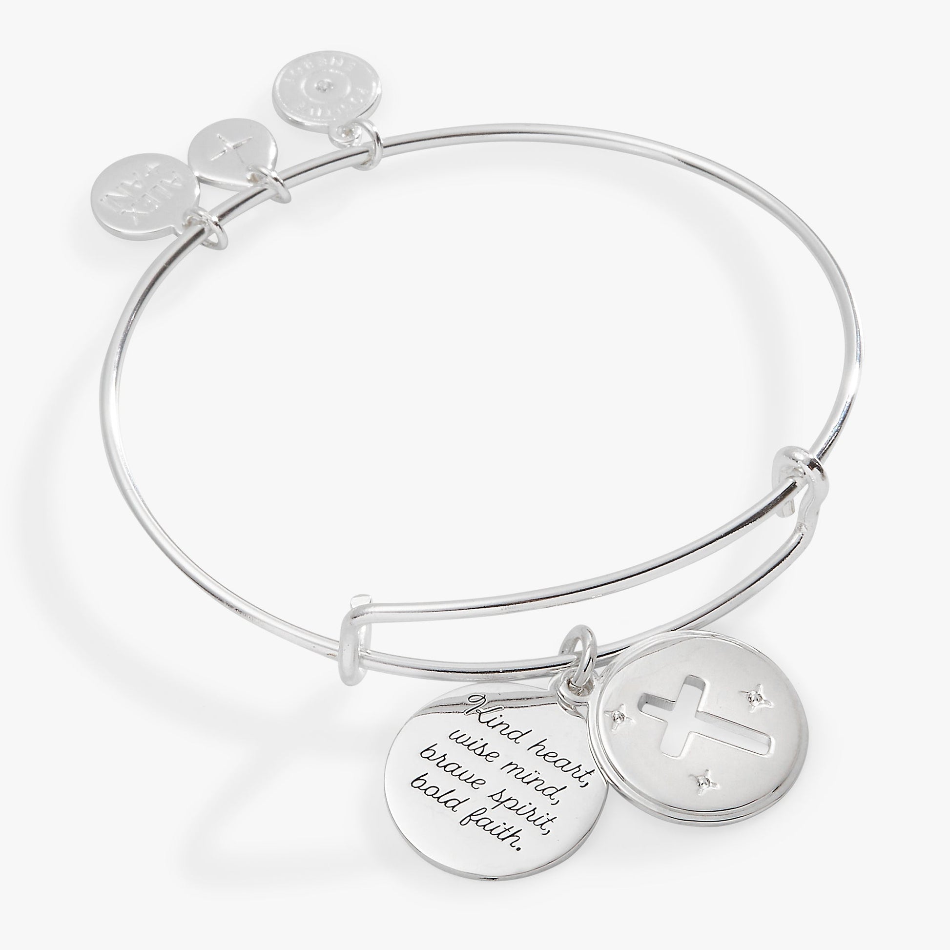 Hidden Message Cross Affirmation Bangle Silver