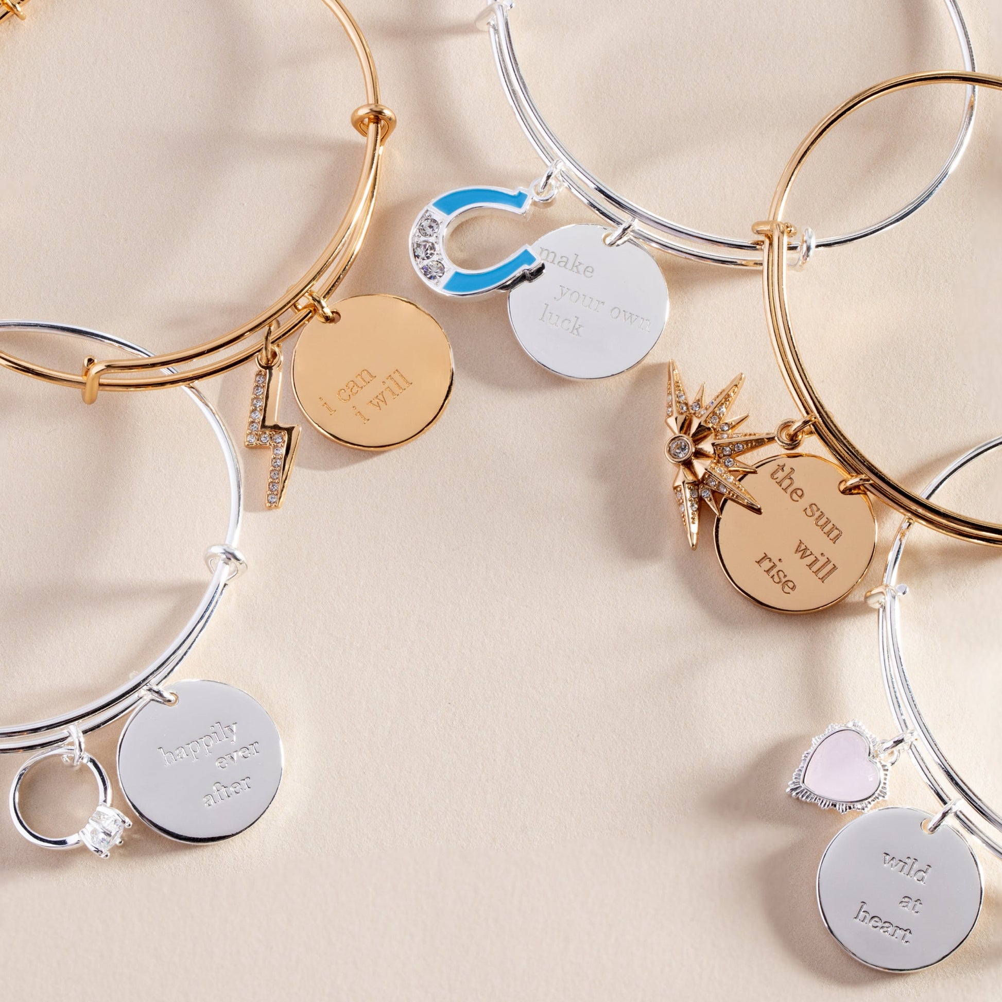 “Wild at Heart” Duo Charm Bangle Silver