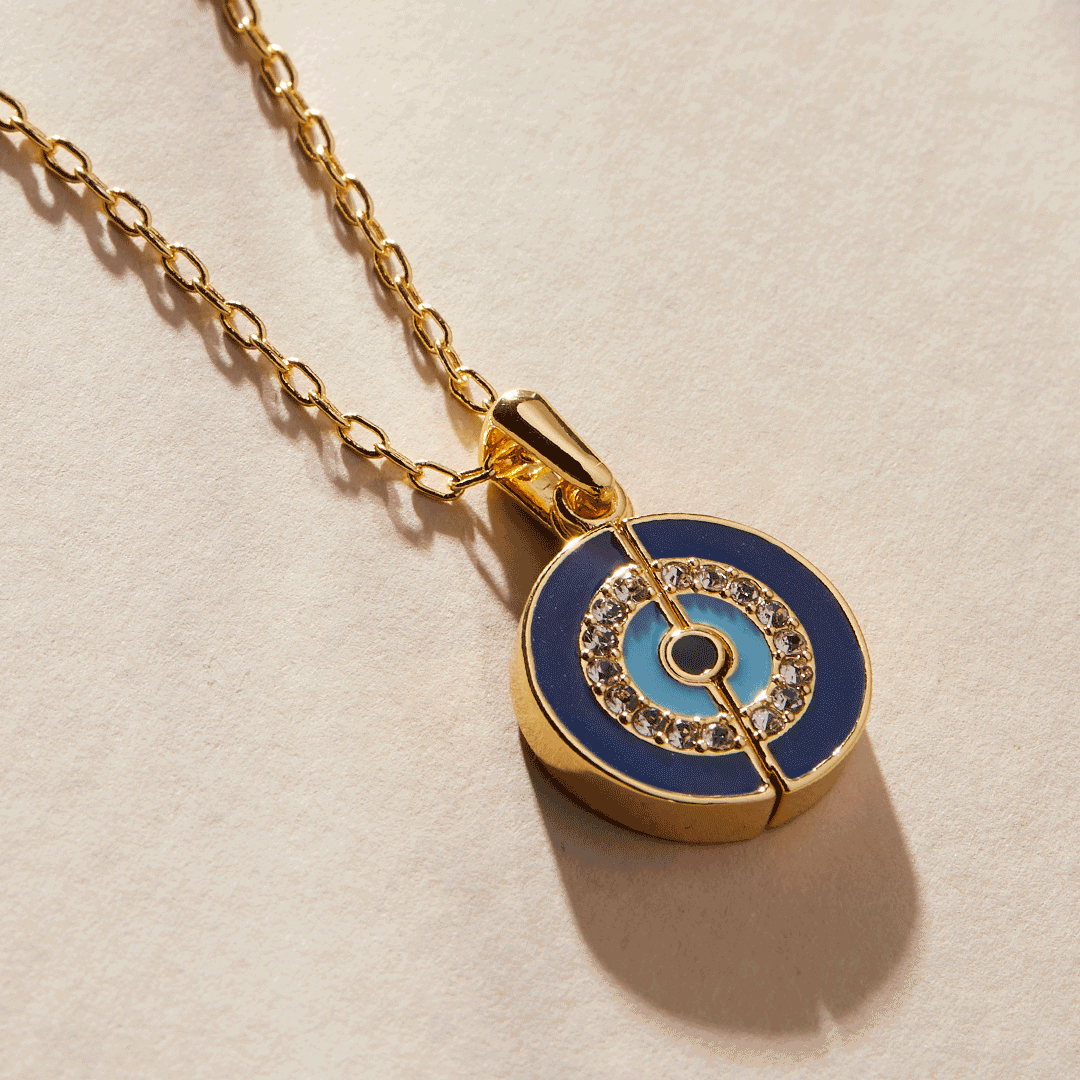 Evil Eye Mantra Necklace Gold