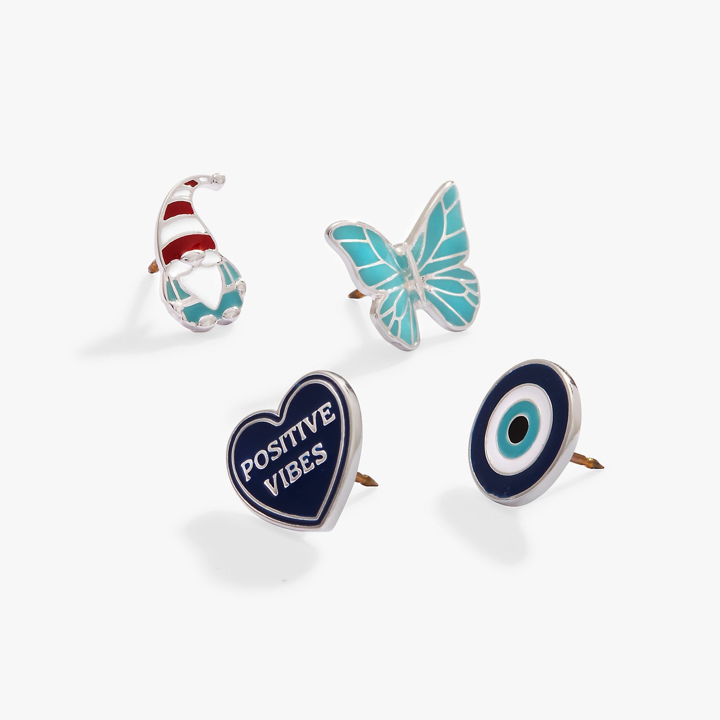 Christmas Bag Accessories Pin Set of 4 Silver