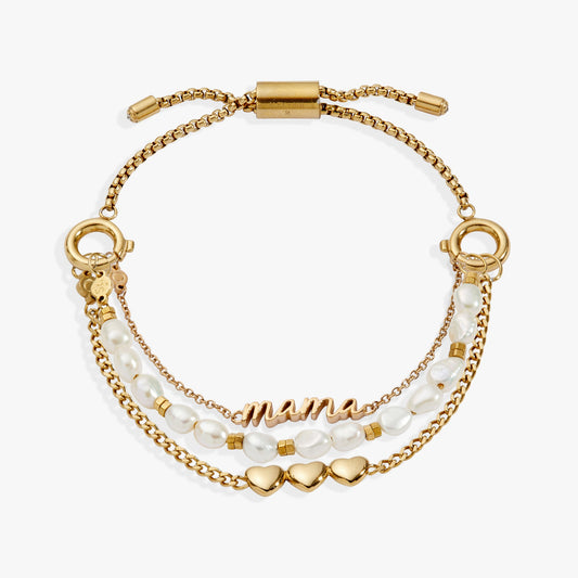 “Home is where the heart is” Mama Stranded Bracelet Stainless Steel Gold