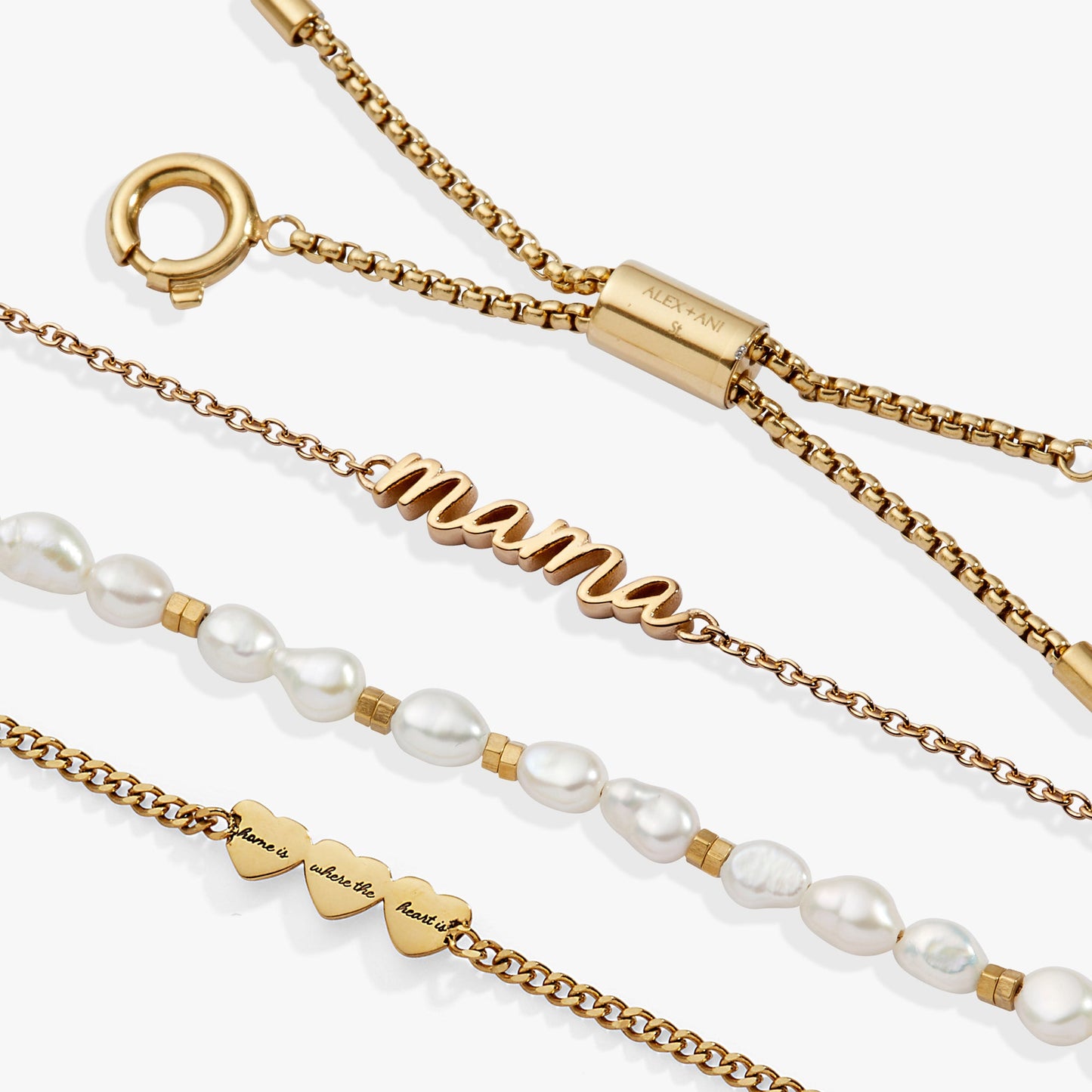 “Home is where the heart is” Mama Stranded Bracelet Stainless Steel Gold