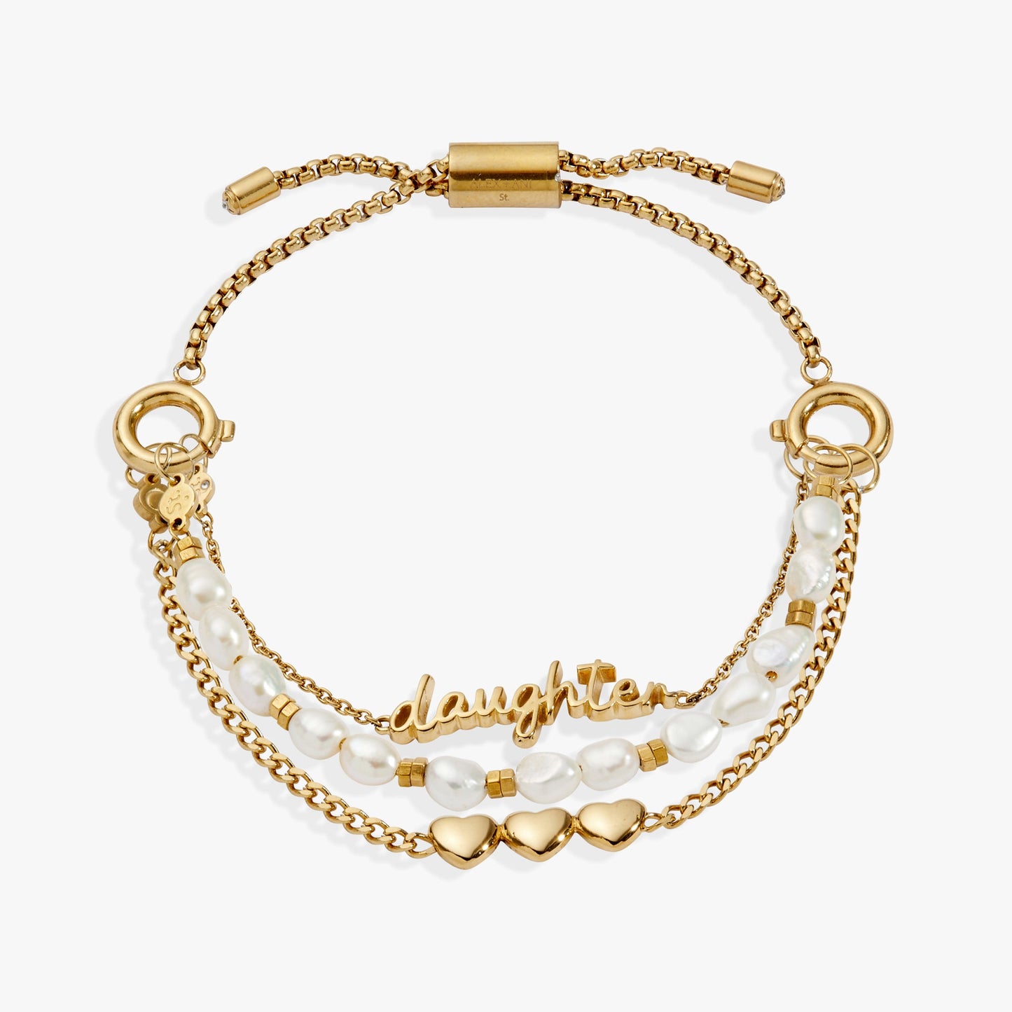 “Home is where the heart is” Daughter Stranded Bracelet Stainless Steel Gold
