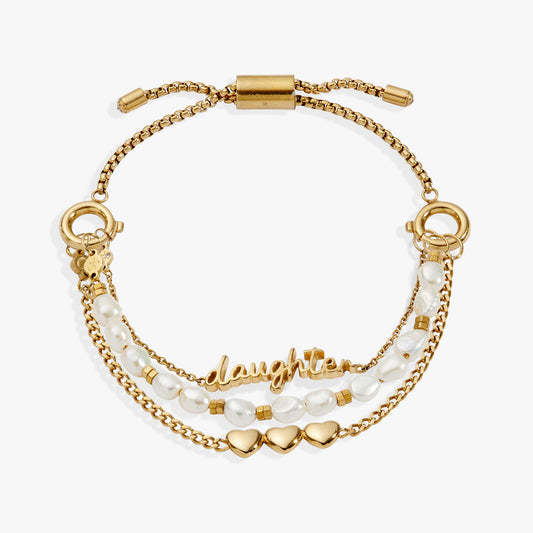 “Home is where the heart is” Daughter Stranded Bracelet Stainless Steel Gold