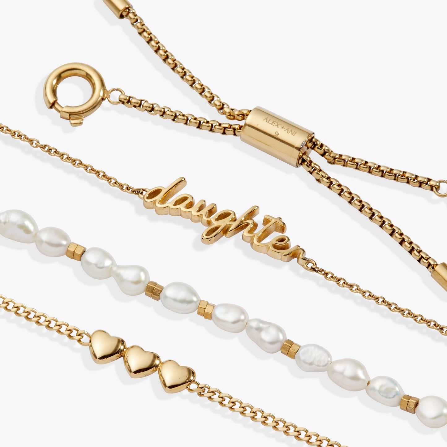 “Home is where the heart is” Daughter Stranded Bracelet Stainless Steel Gold