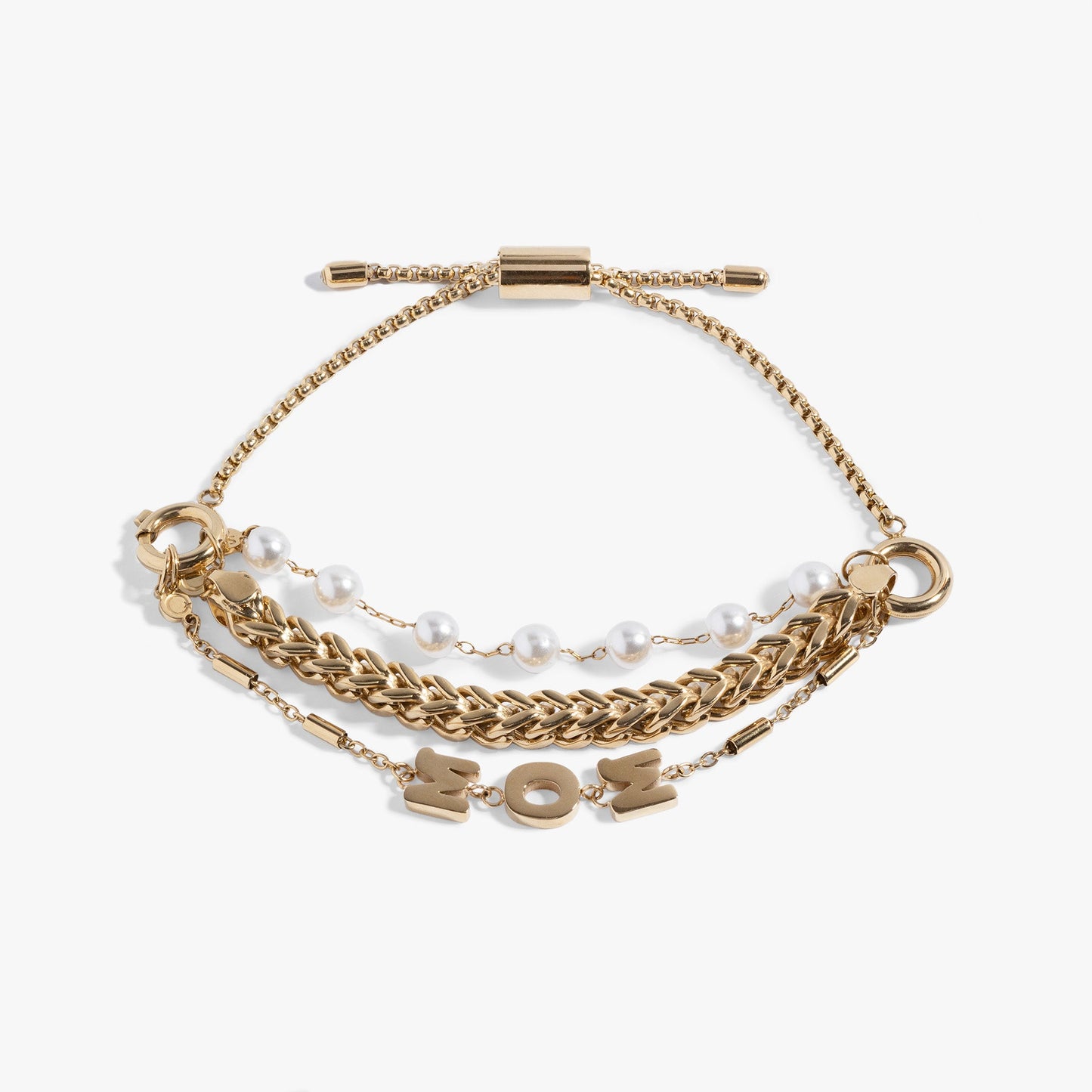 Stranded Pearl Mom Bracelet​ Stainless Steel Silver