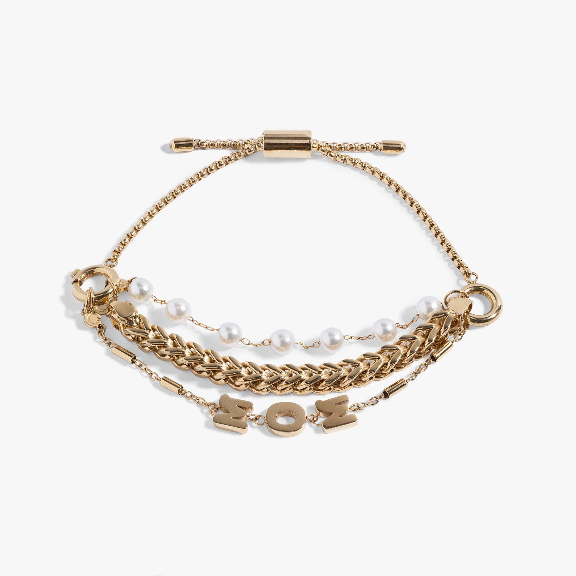 Stranded Pearl Mom Bracelet​ Stainless Steel Silver