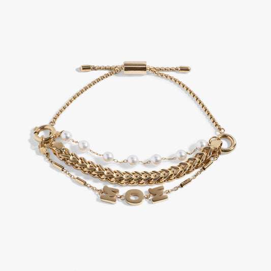 Stranded Pearl Mom Bracelet​ Stainless Steel Silver