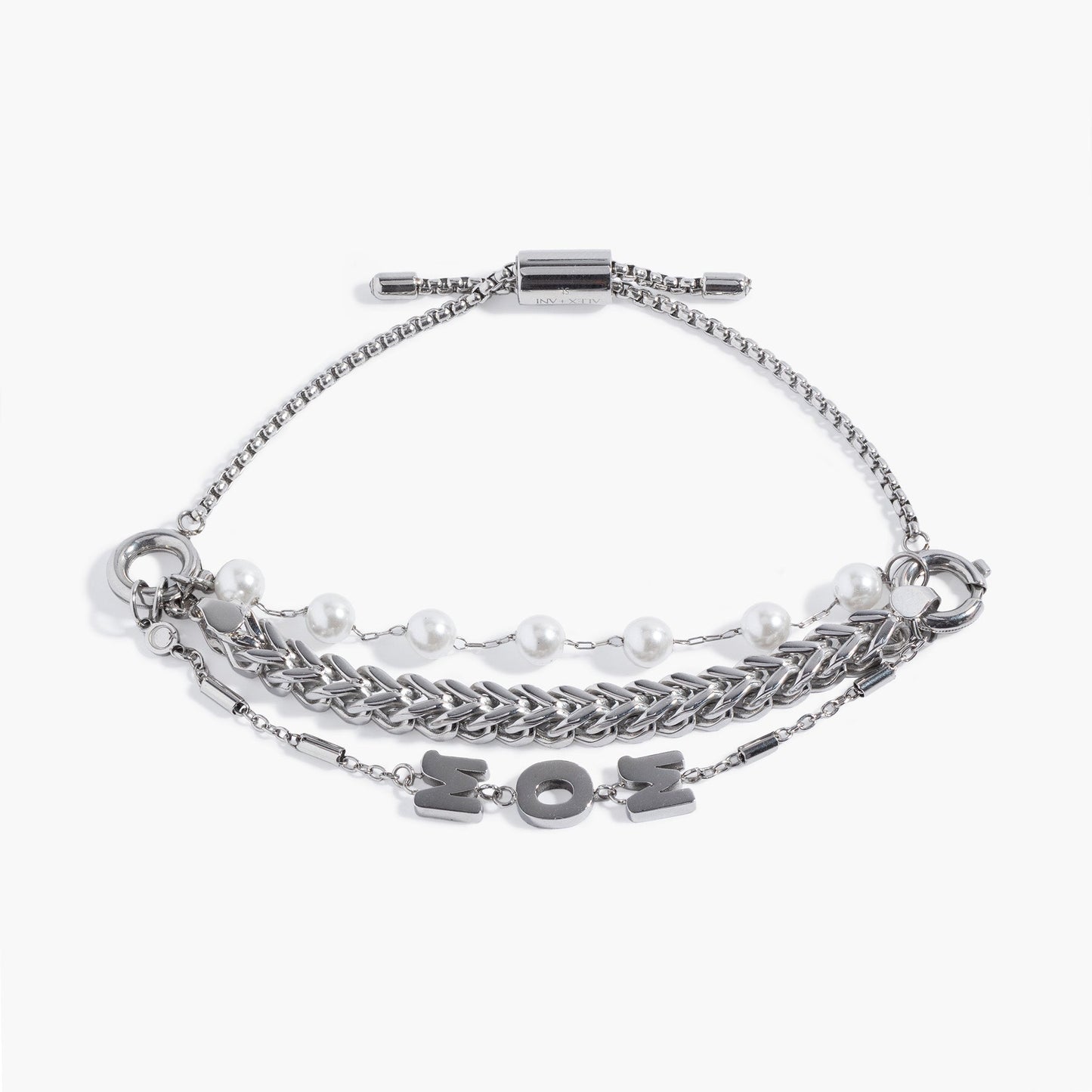 Stranded Pearl Mom Bracelet​ Stainless Steel Silver