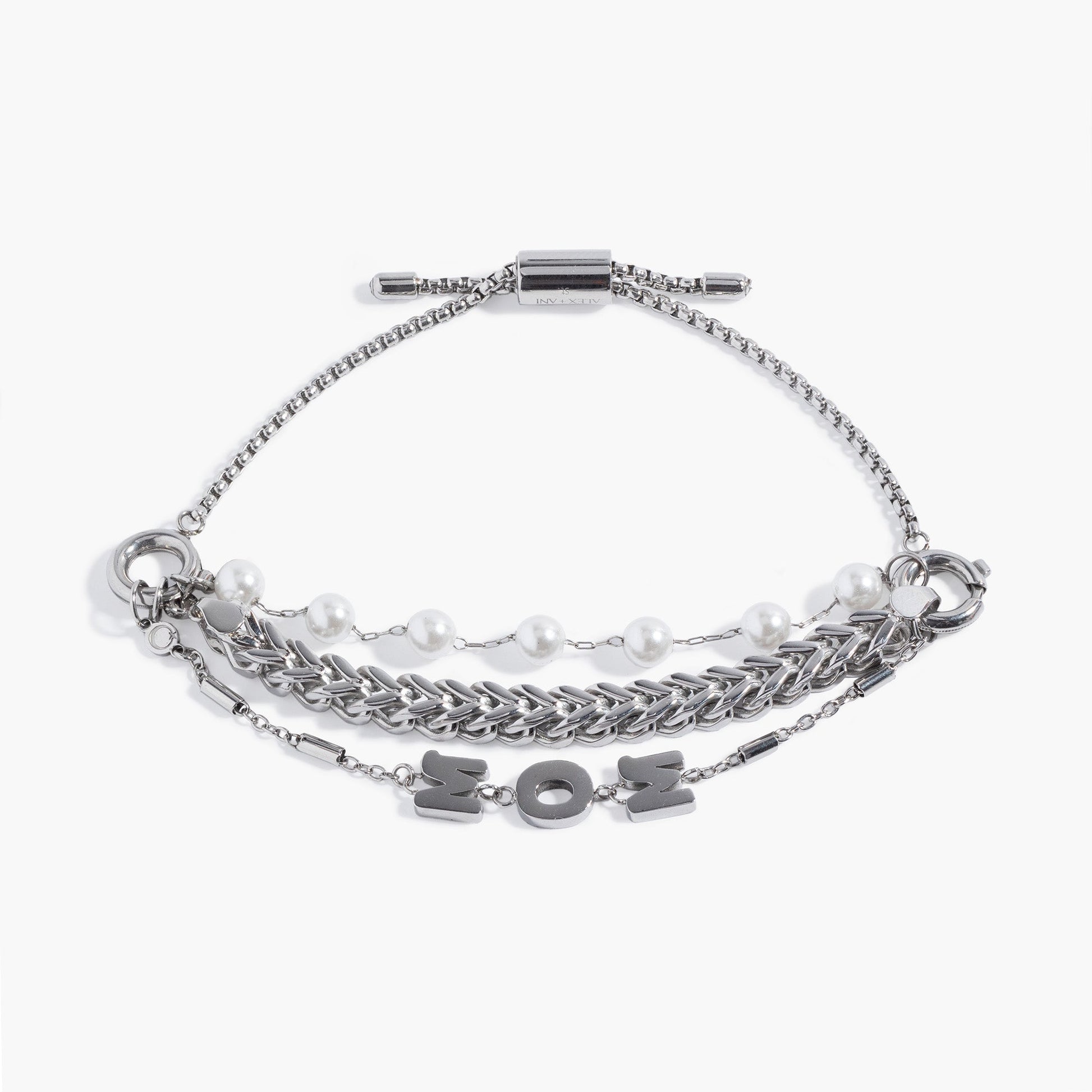 Stranded Pearl Mom Bracelet​ Stainless Steel Silver