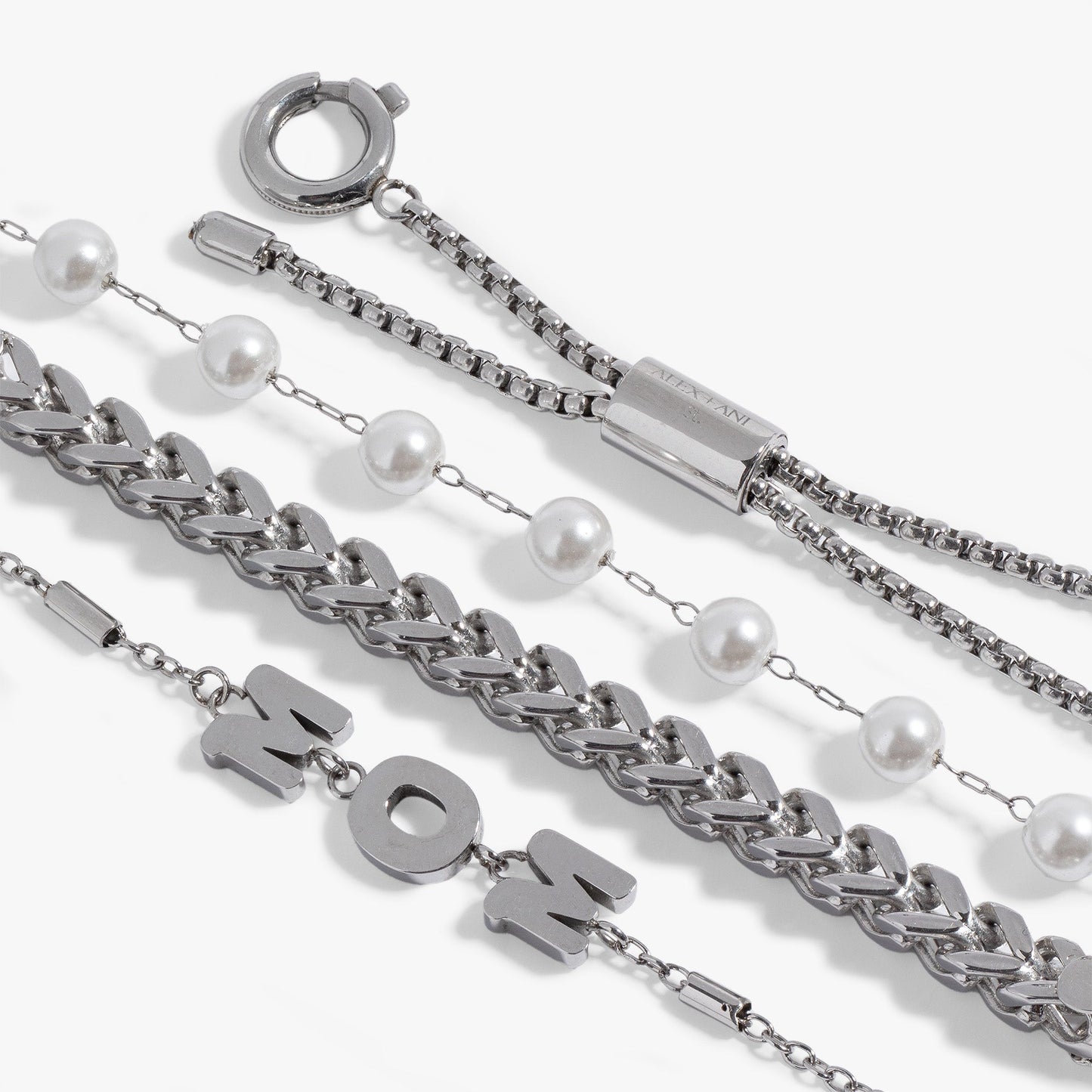 Stranded Pearl Mom Bracelet​ Stainless Steel Silver
