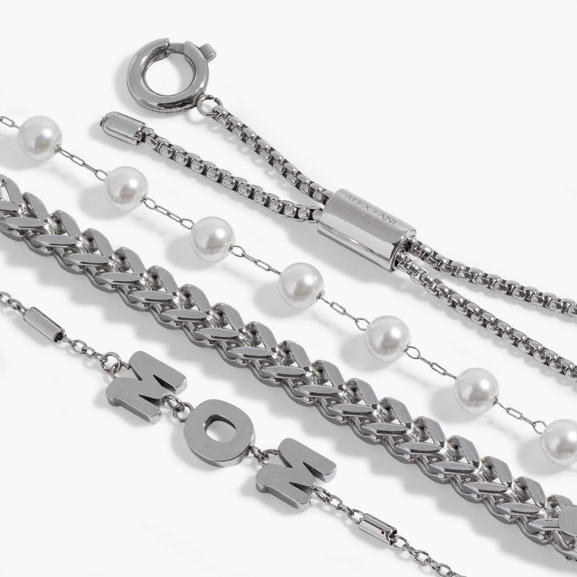 Stranded Pearl Mom Bracelet​ Stainless Steel Silver