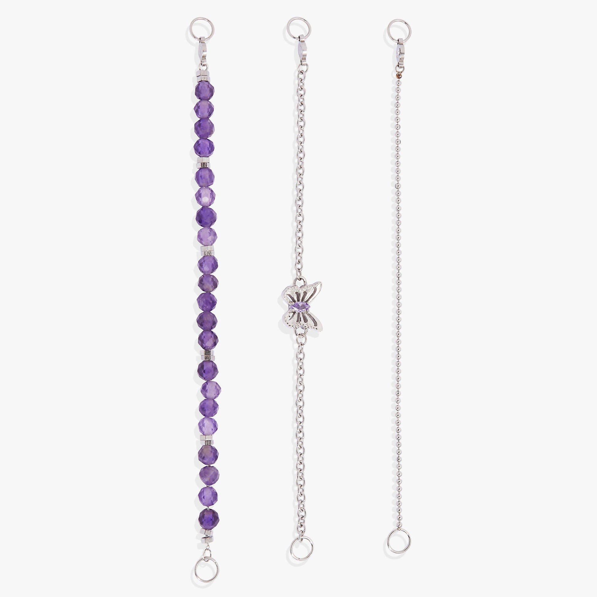 Stranded Butterfly Bracelet Set Stainless Steel Silver