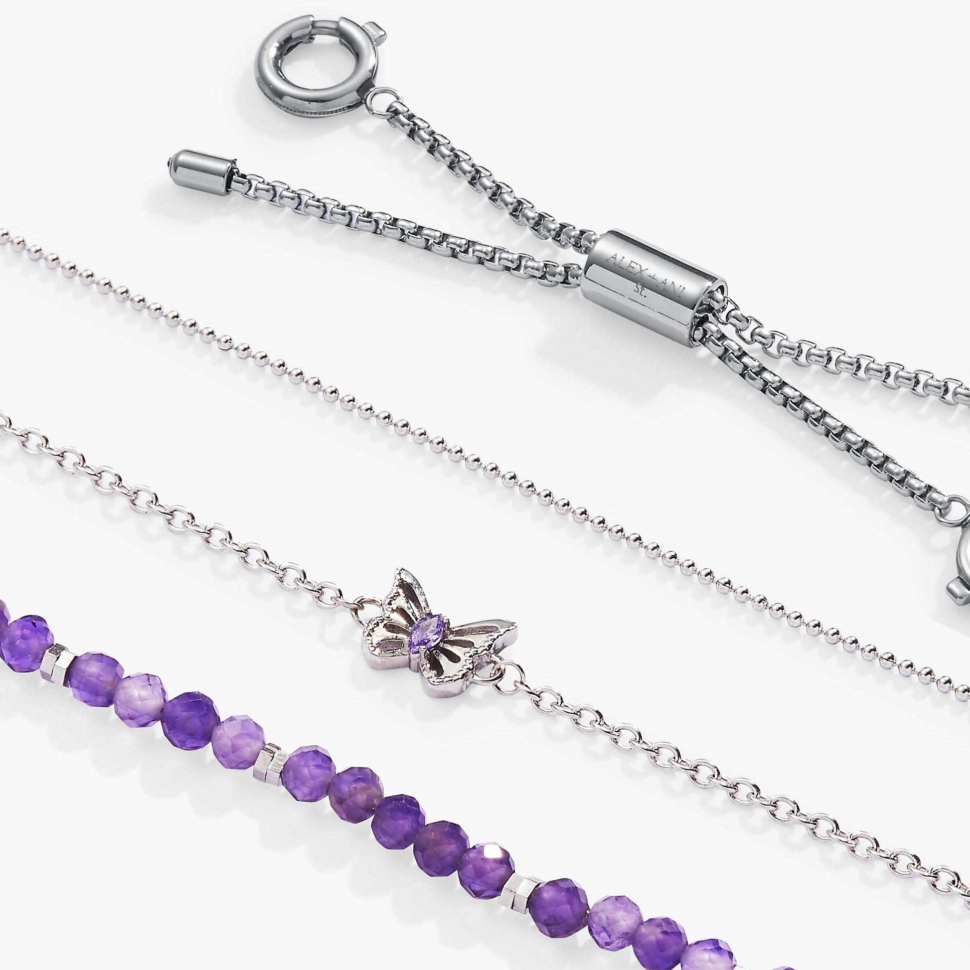 Stranded Butterfly Bracelet Set Stainless Steel Silver