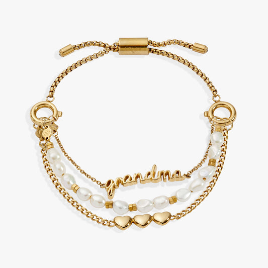 “Home is where the heart is” Grandma Stranded Bracelet Stainless Steel Gold