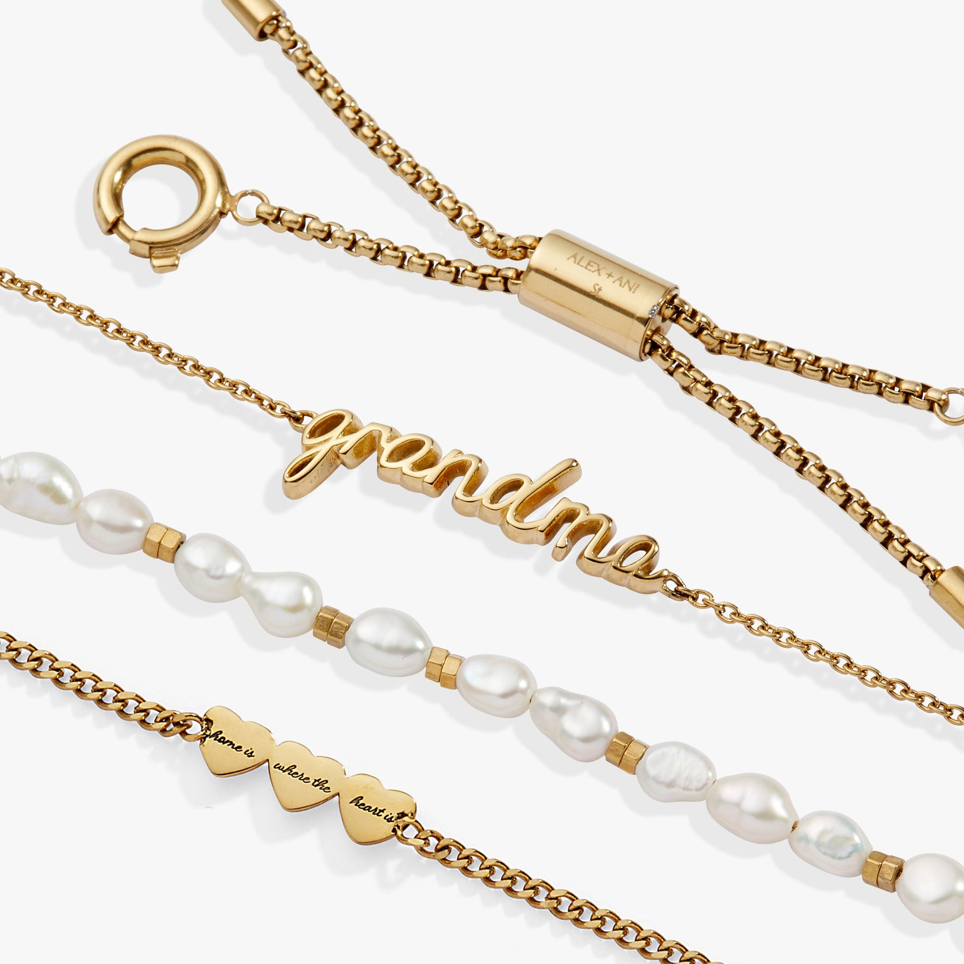 “Home is where the heart is” Grandma Stranded Bracelet Stainless Steel Gold
