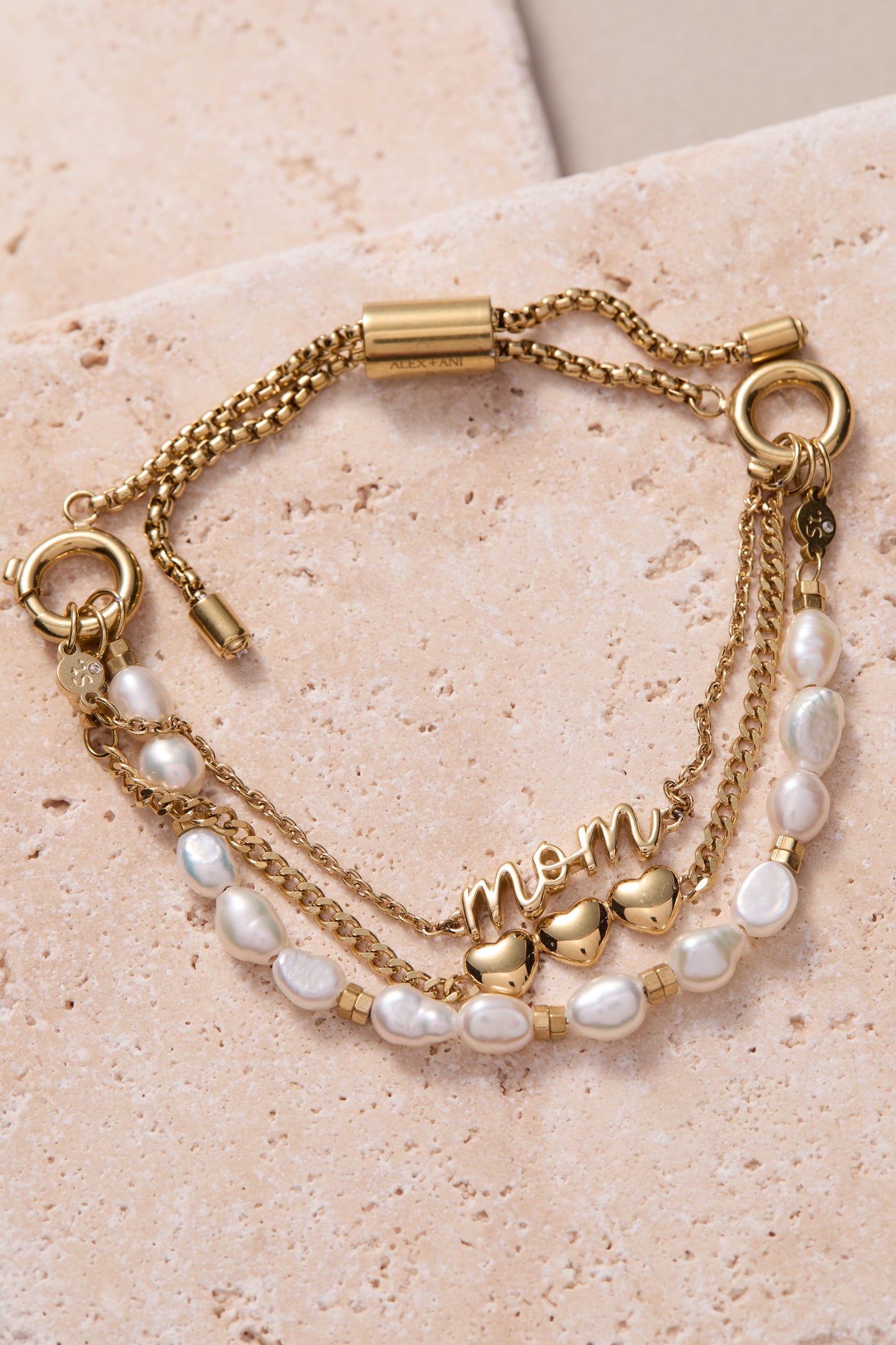 “Home is where the heart is” Mom Stranded Bracelet Stainless Steel Gold
