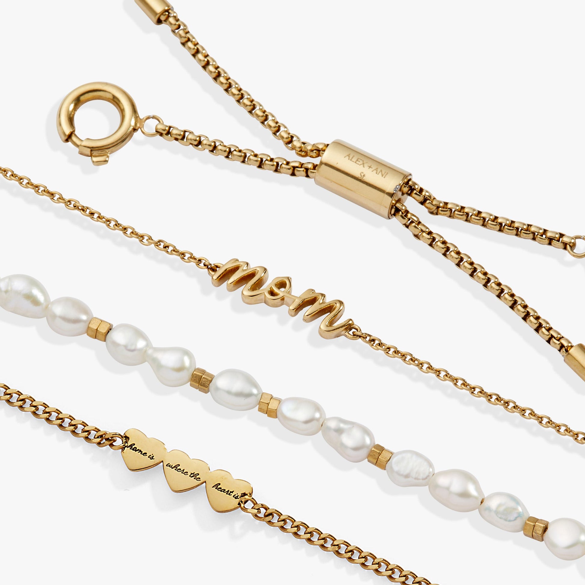 “Home is where the heart is” Mom Stranded Bracelet Stainless Steel Gold