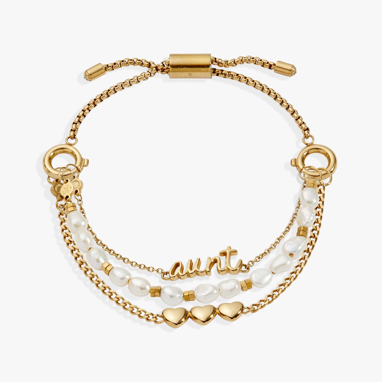 “Home is where the heart is” Aunt Stranded Bracelet Stainless Steel Gold