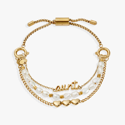 “Home is where the heart is” Aunt Stranded Bracelet Stainless Steel Gold