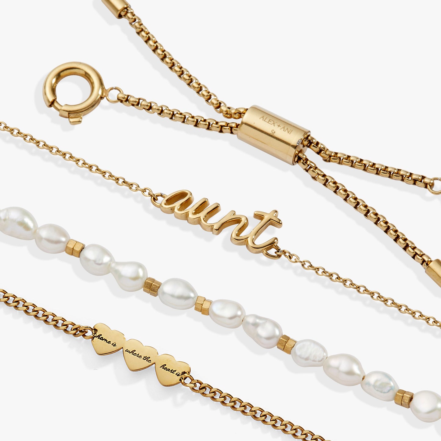 “Home is where the heart is” Aunt Stranded Bracelet Stainless Steel Gold
