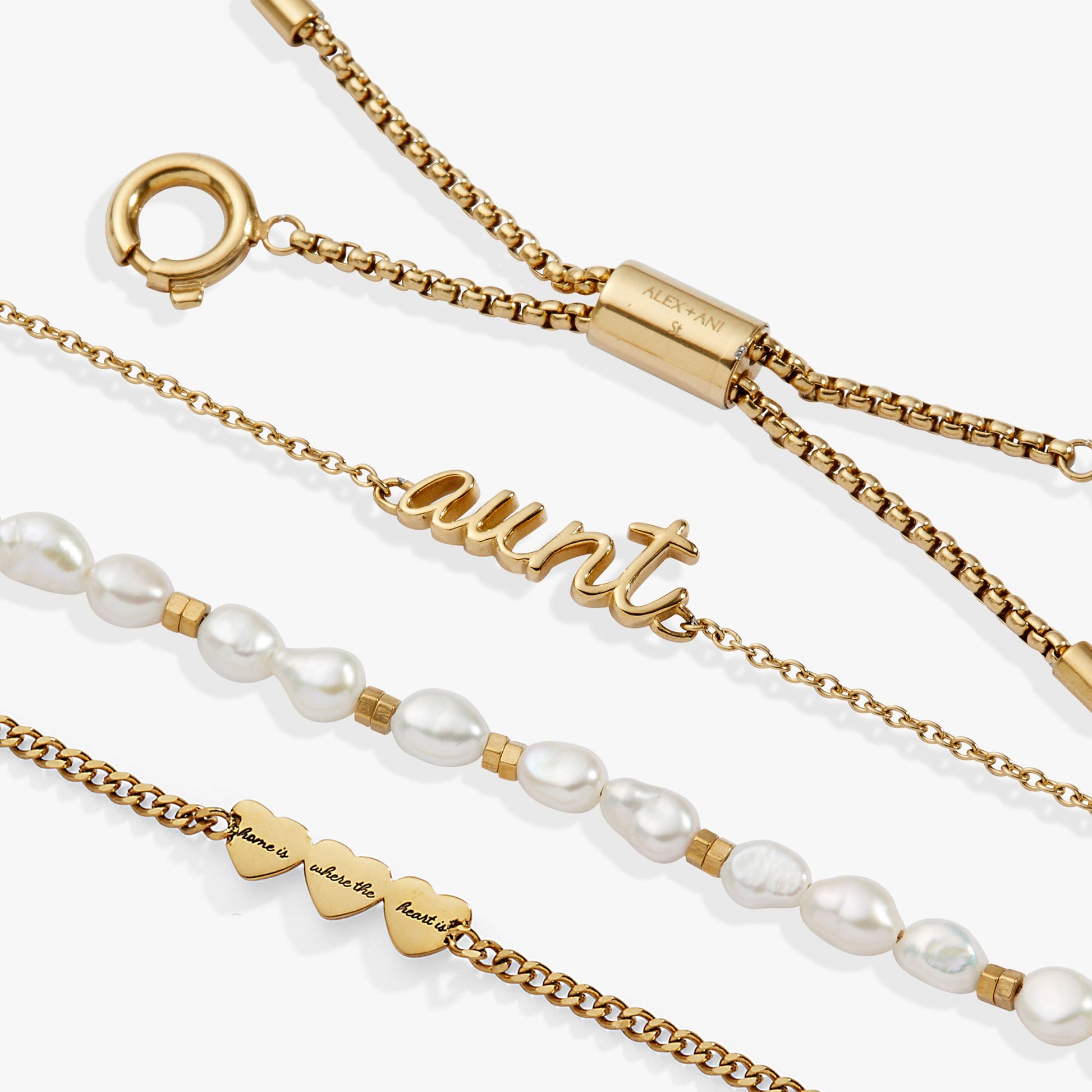 “Home is where the heart is” Aunt Stranded Bracelet Stainless Steel Gold