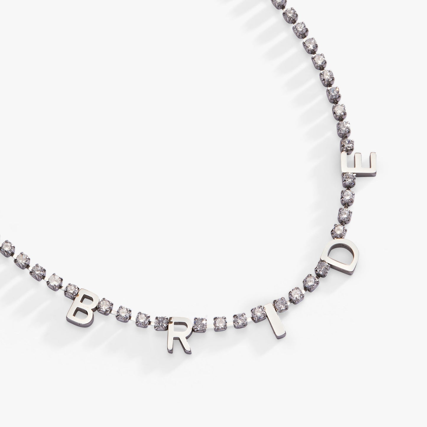 “Bride” Crystal Tennis Necklace – Dazzling Bridal Jewelry Gift Stainless Steel Gold