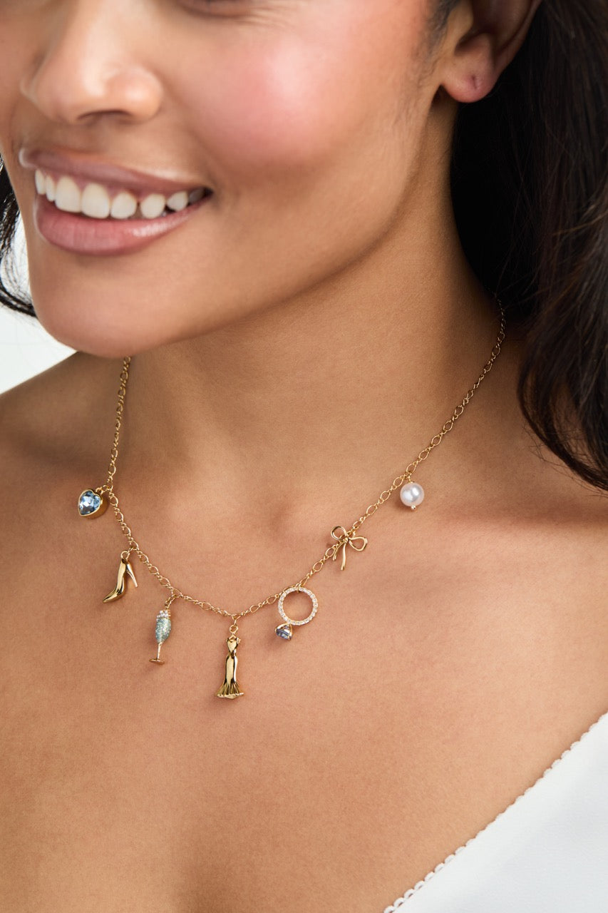 Bridal Multi-Charm Necklace Gold