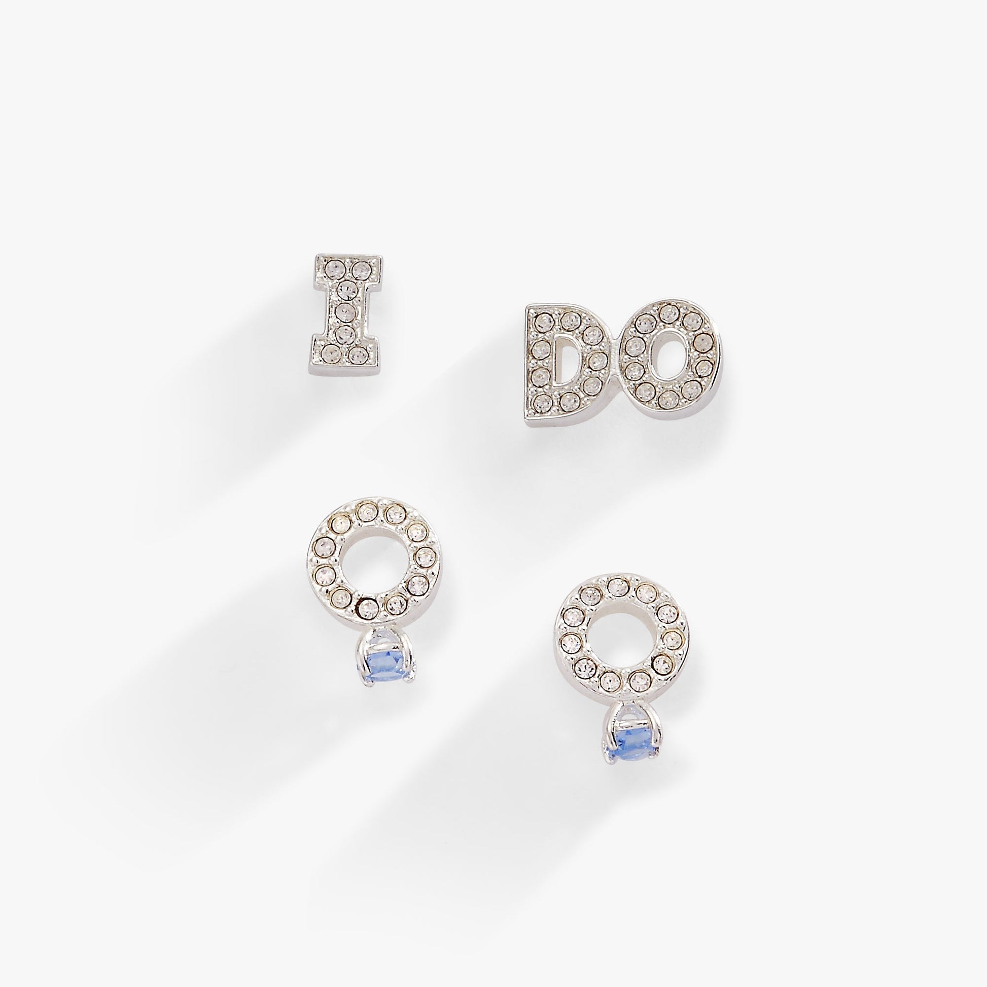 Bridal “I Do” Duo Stud Earring Set Silver