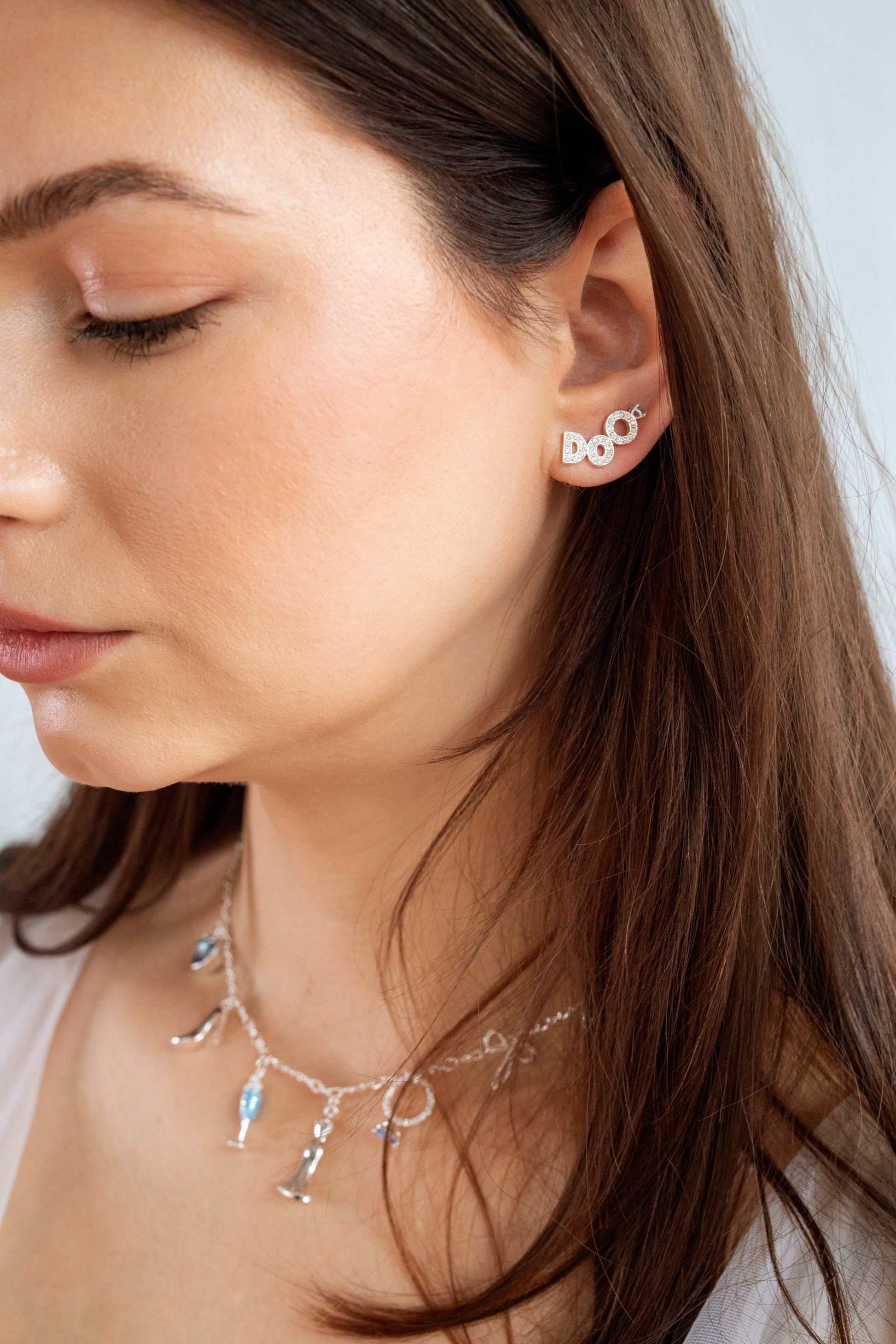 Bridal “I Do” Duo Stud Earring Set Silver