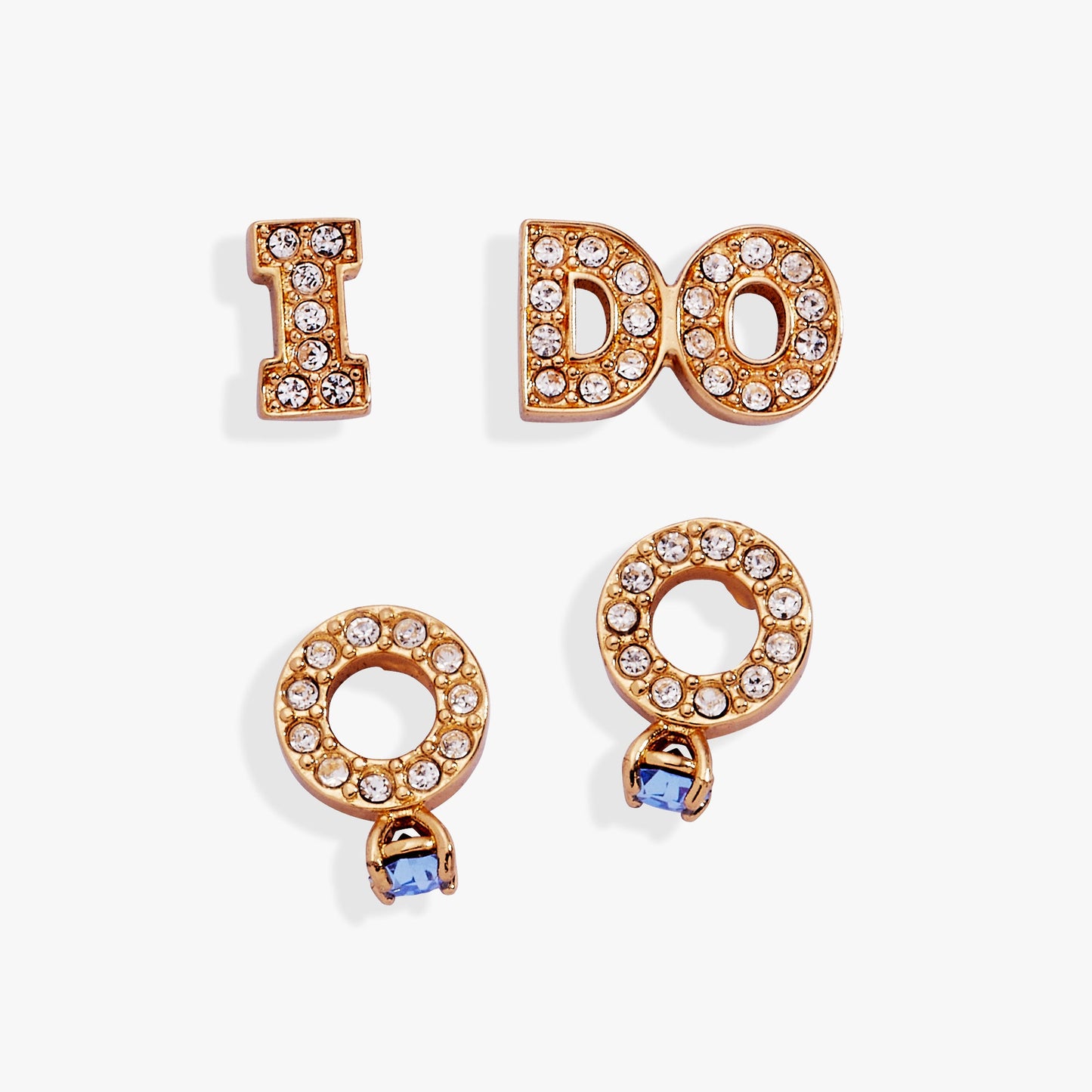 Bridal “I Do” Duo Stud Earring Set Silver