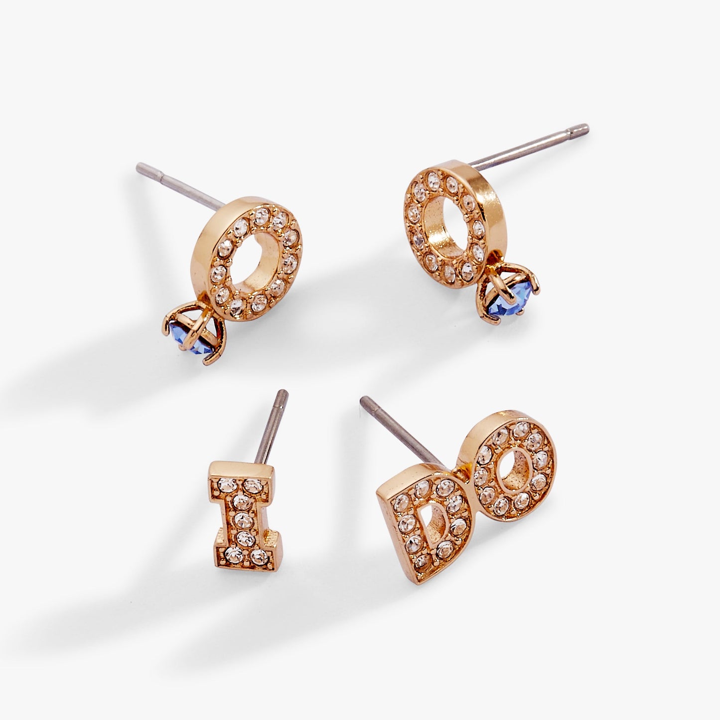 Bridal “I Do” Duo Stud Earring Set Silver