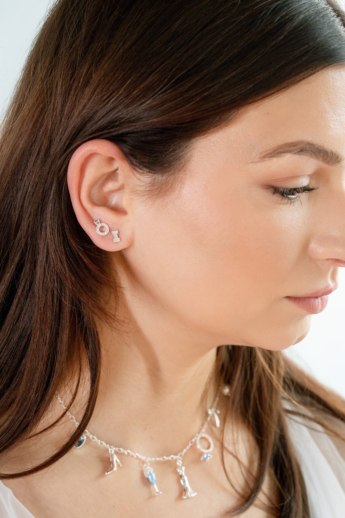 Bridal “I Do” Duo Stud Earring Set Silver