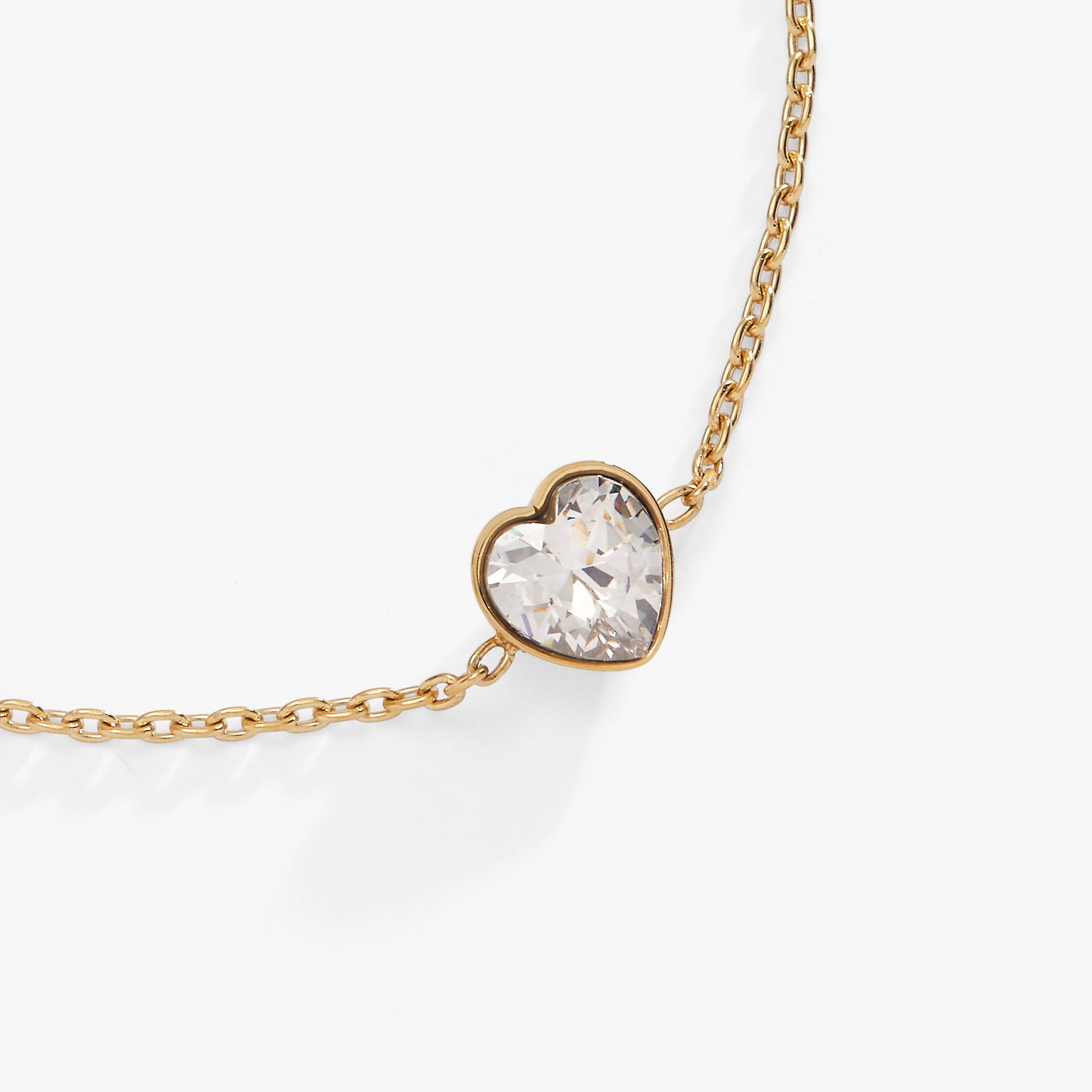 Crystal Heart Inline Bracelet – Romantic Bridal or Special Occasion Jewelry Stainless Steel Gold