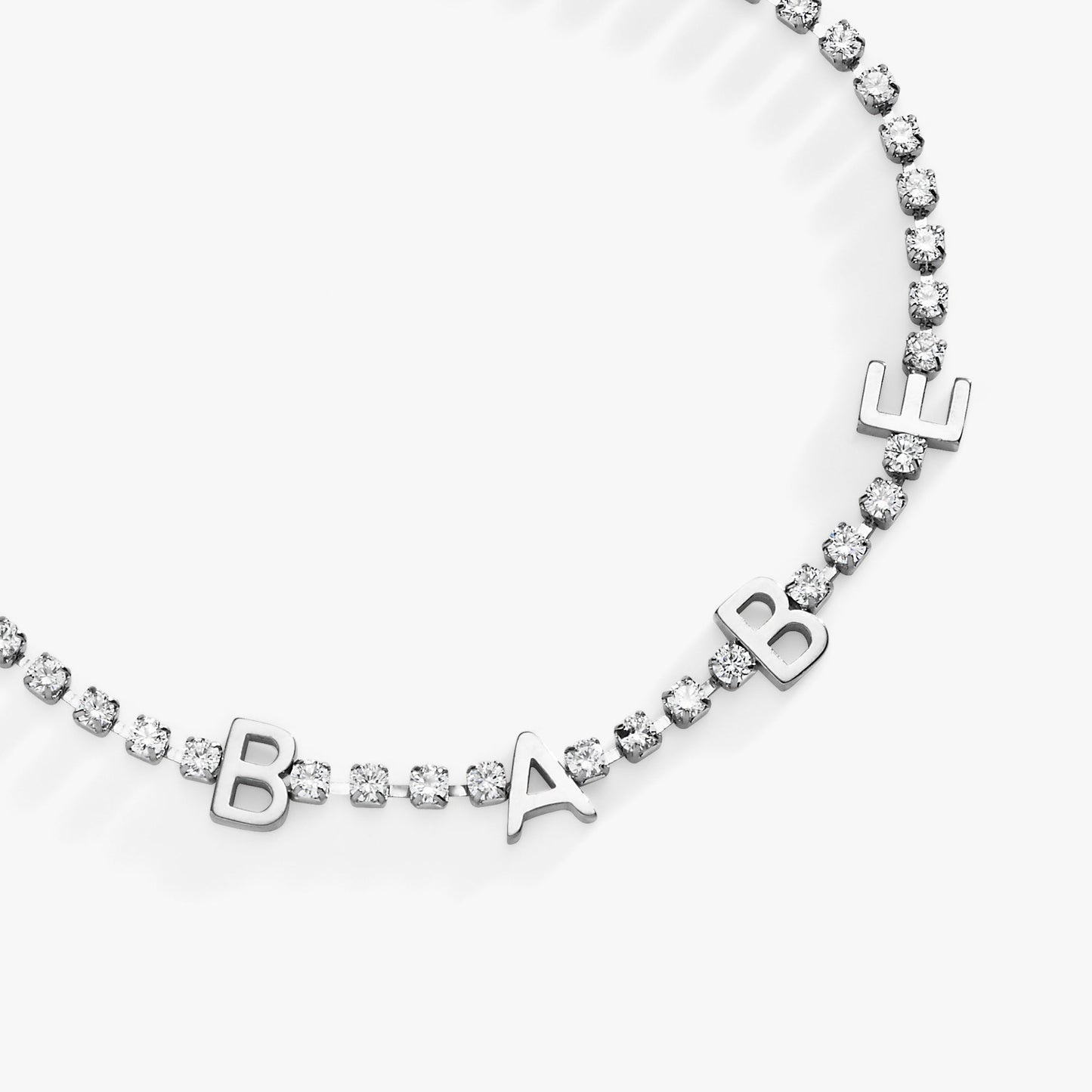 “Babe” Crystal Tennis Bracelet – Fun Special Occasion Jewelry Gift Stainless Steel Gold