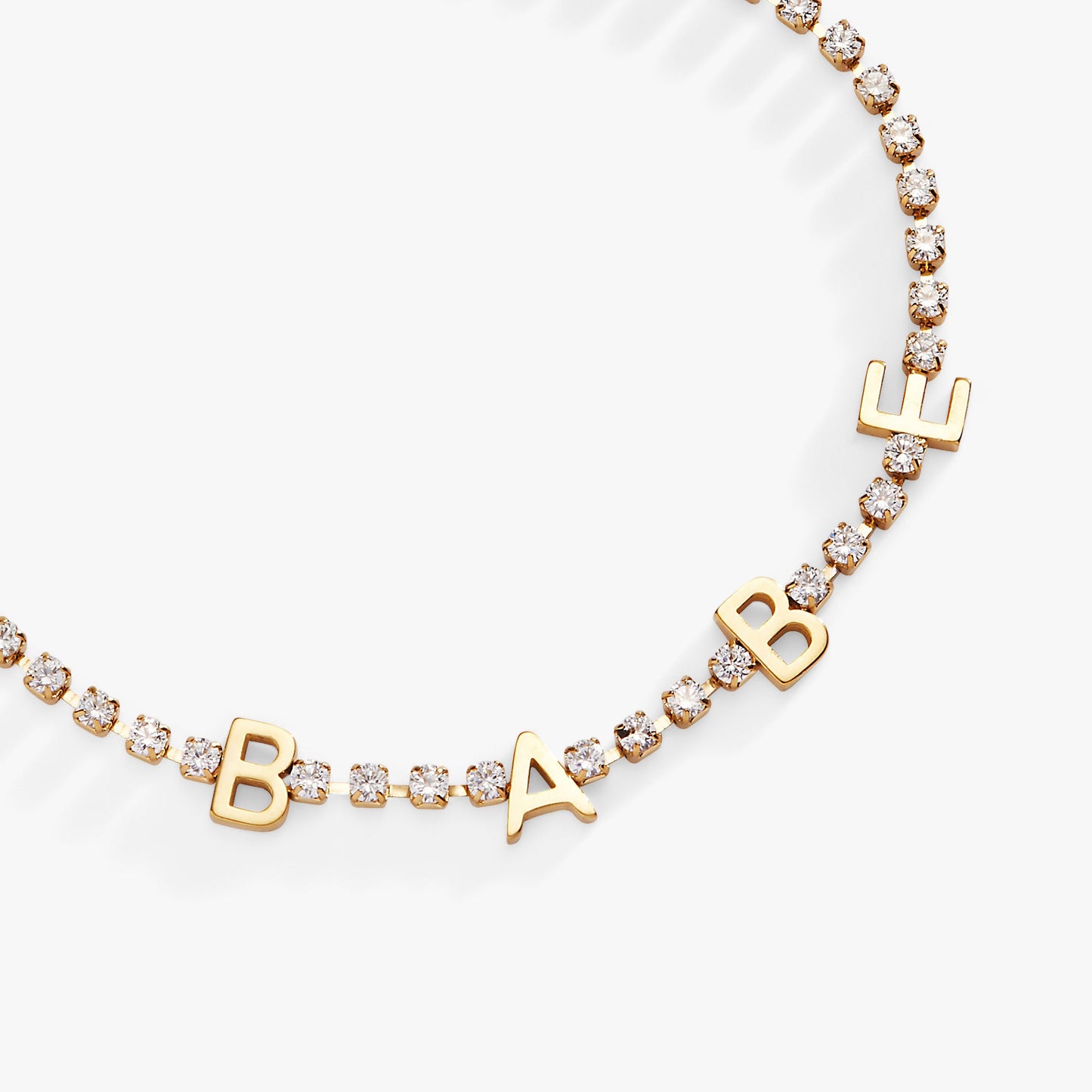 “Babe” Crystal Tennis Bracelet – Fun Special Occasion Jewelry Gift Stainless Steel Gold