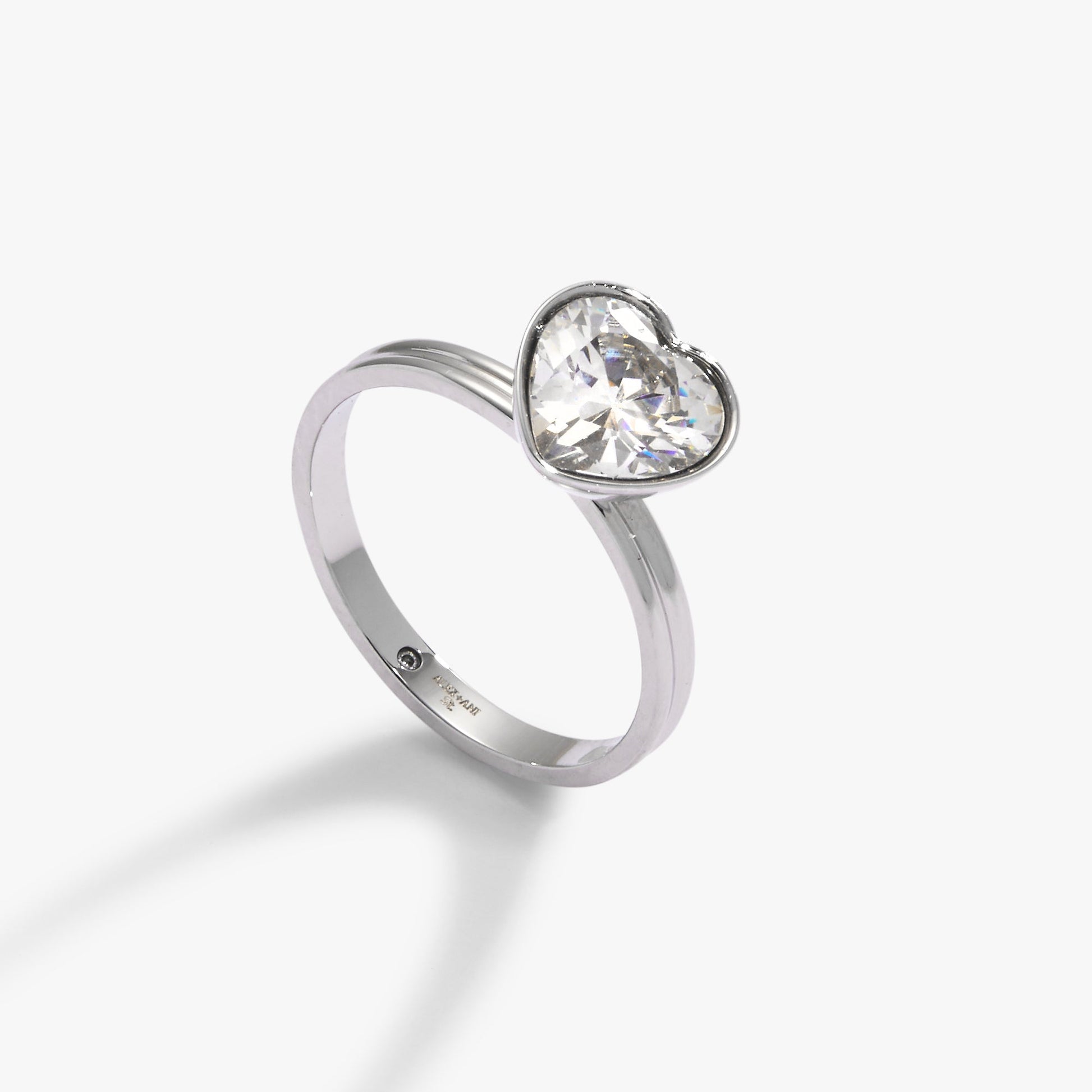 Crystal Heart Ring – Romantic Bridal and Evening Jewelry Stainless Steel Silver