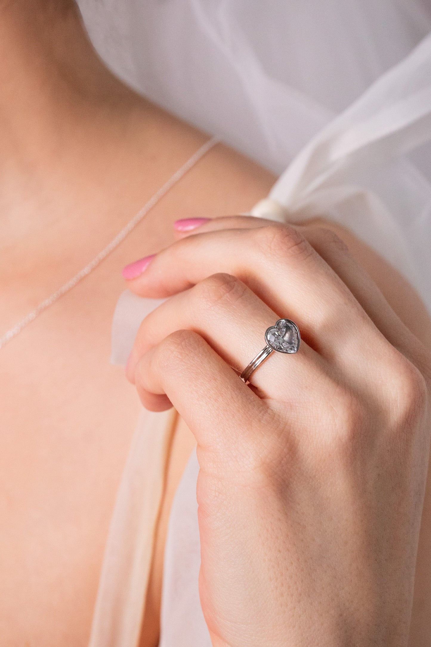 Crystal Heart Ring – Romantic Bridal and Evening Jewelry Stainless Steel Silver