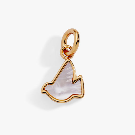 Dove 'Peace' Mother of Pearl Charm Gold