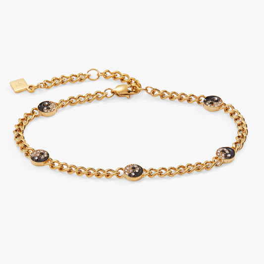 Yin Yang Curb Chain Bracelet Stainless Steel Gold