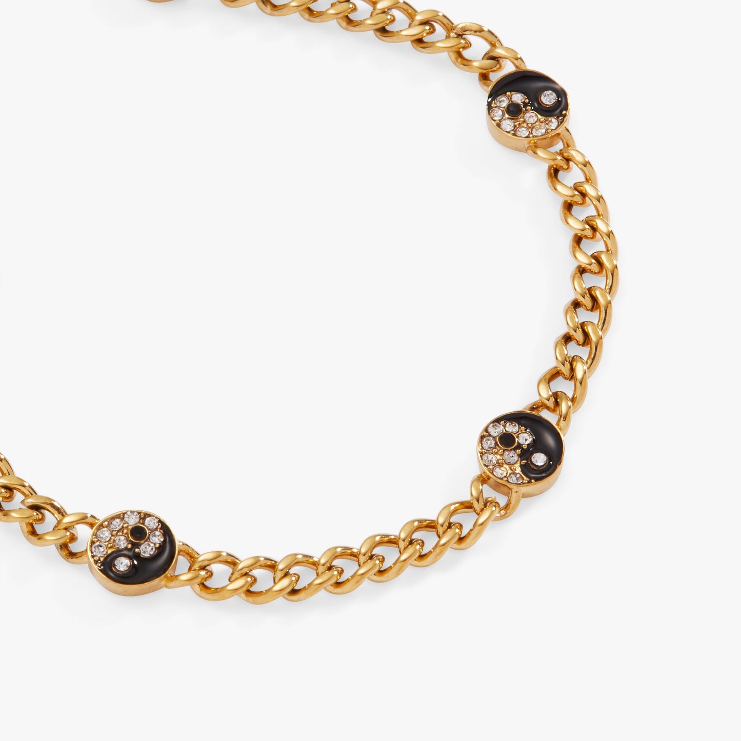 Yin Yang Curb Chain Bracelet Stainless Steel Gold
