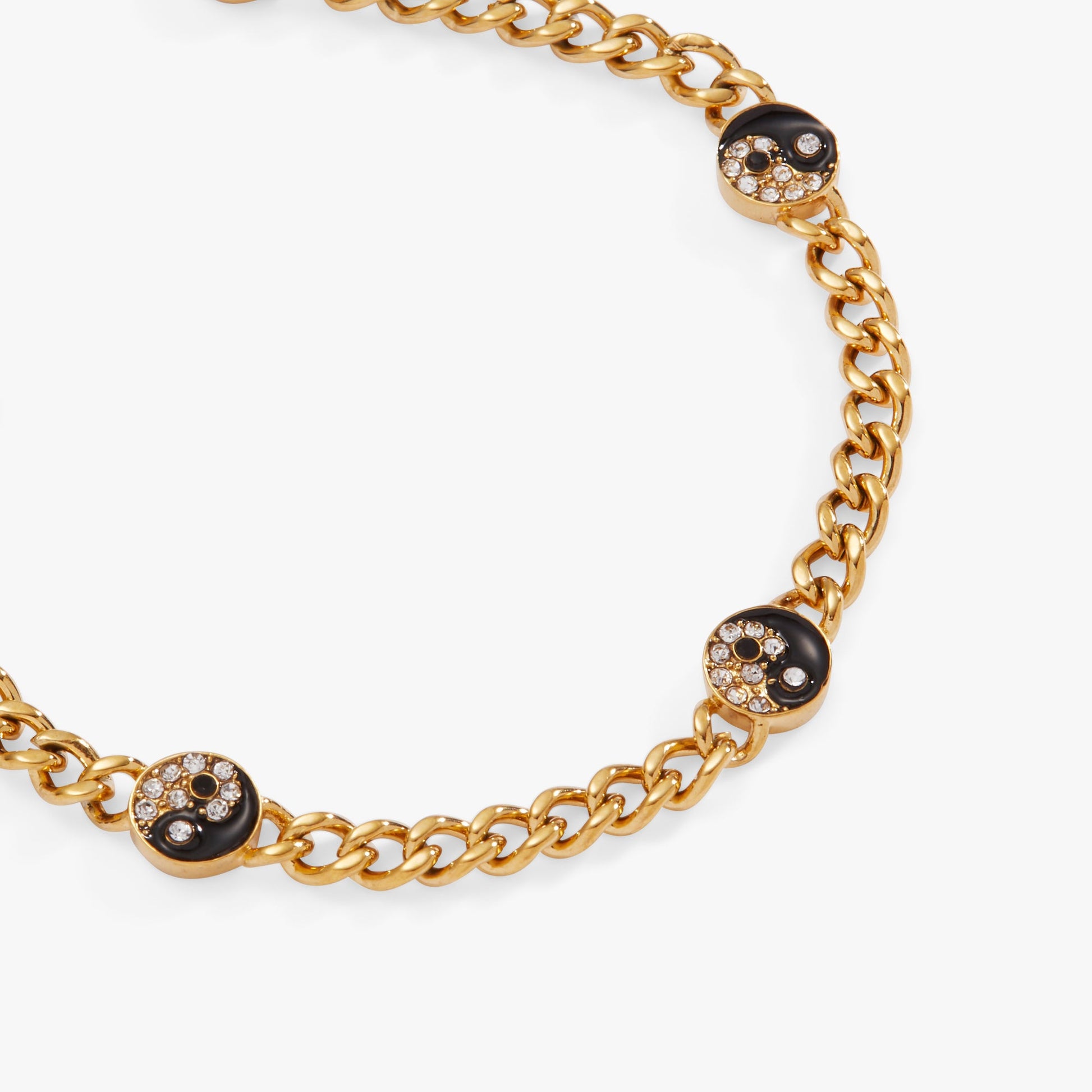 Yin Yang Curb Chain Bracelet Stainless Steel Gold