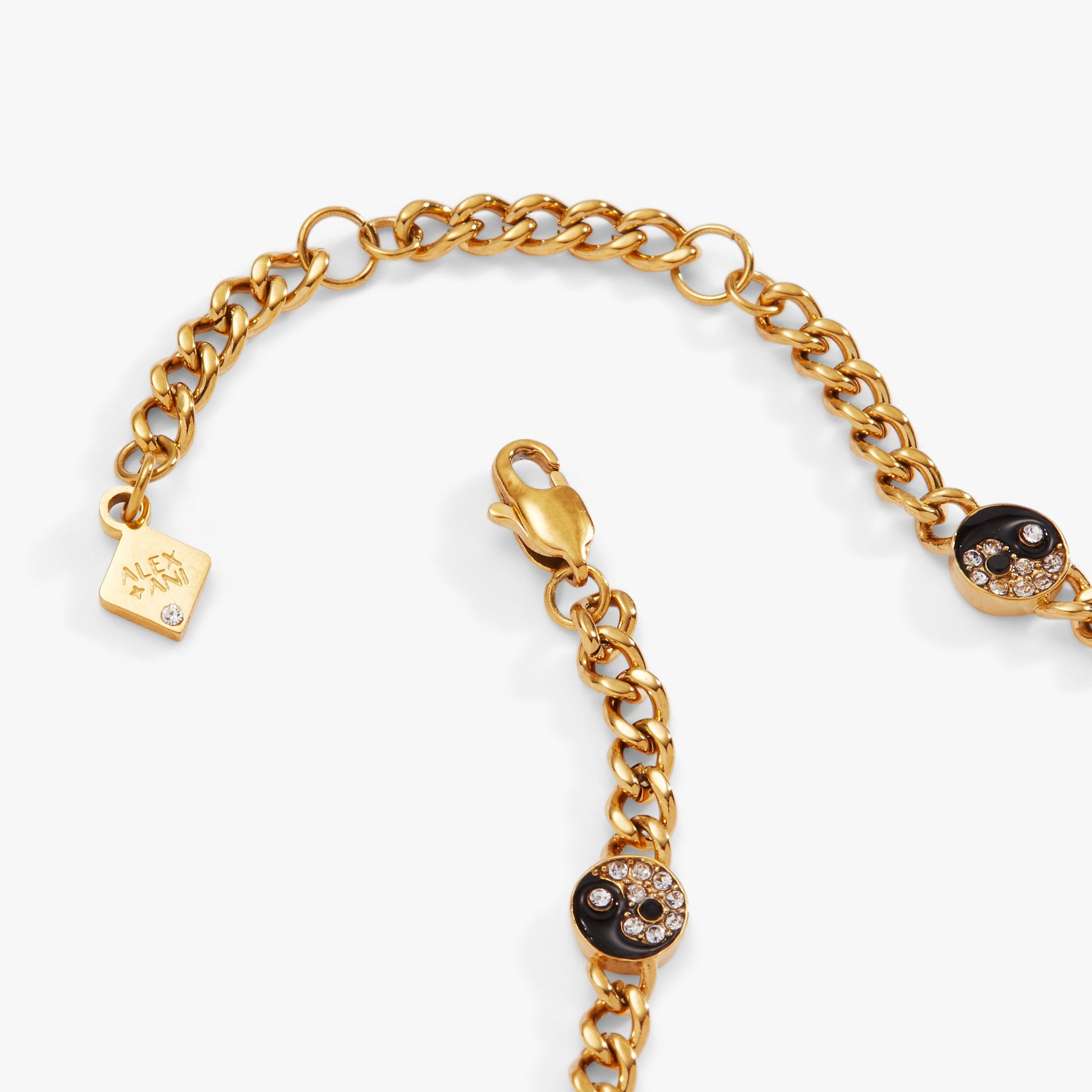 Yin Yang Curb Chain Bracelet Stainless Steel Gold